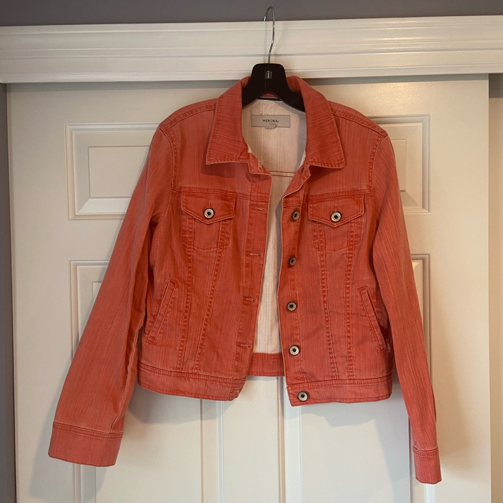 coral pink jean jacket